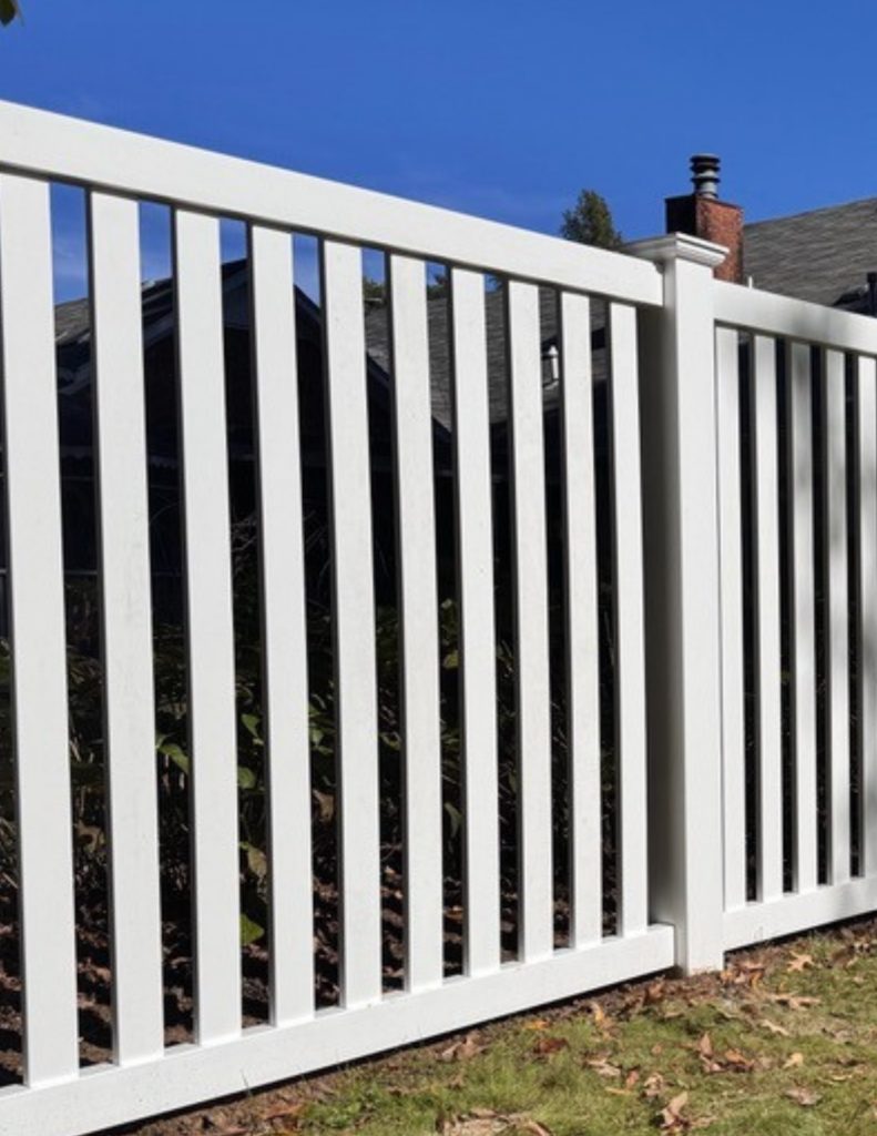 Ruco Fence Products Closed Top Flat Top Vinyl Picket Fence in White - Charlee