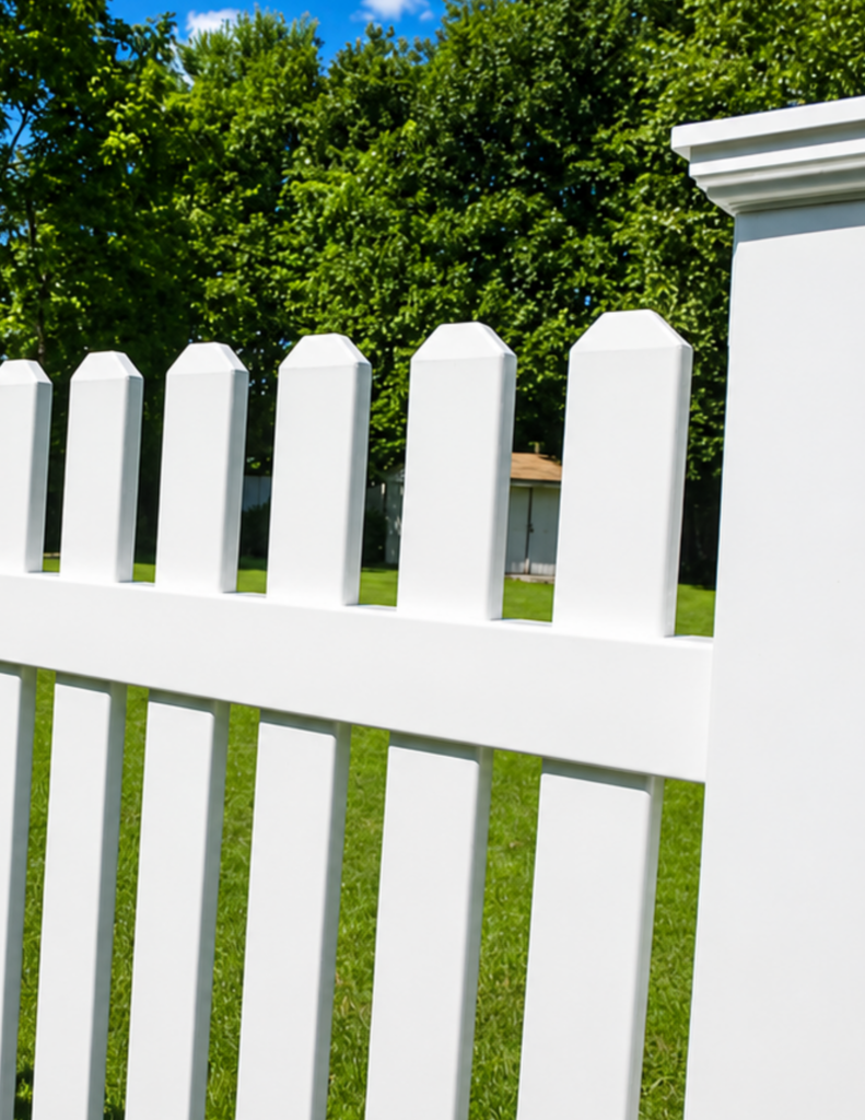 Ruco Fence Products Colin Straight-Top Dog Ear Vinyl Picket Fence for Fence Contractor Distribution